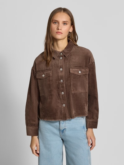 ONLY Loose fit overhemdjack van pure katoen model 'MARINA' Chocoladebruin - 4