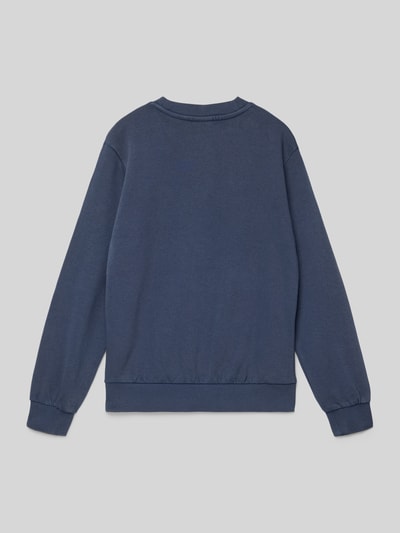 Produktfoto, Regular Fit Sweatshirt aus Baumwoll-Mix von s.Oliver RED LABEL in Uni-Blau mit Rundhals und gerippten Abschlüssen, Sweatmaterial