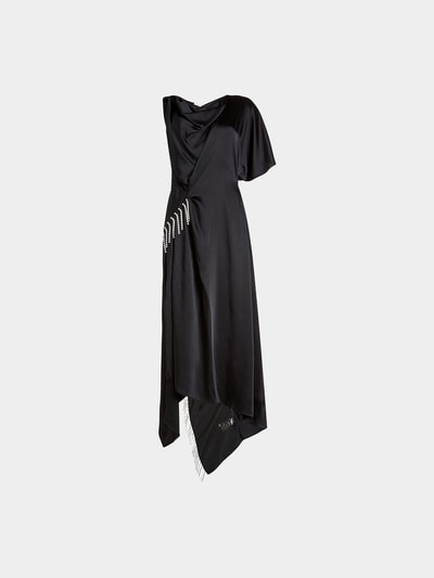 Christopher Kane Drapiertes Satinkleid mit Kristallsteinen Schwarz 1