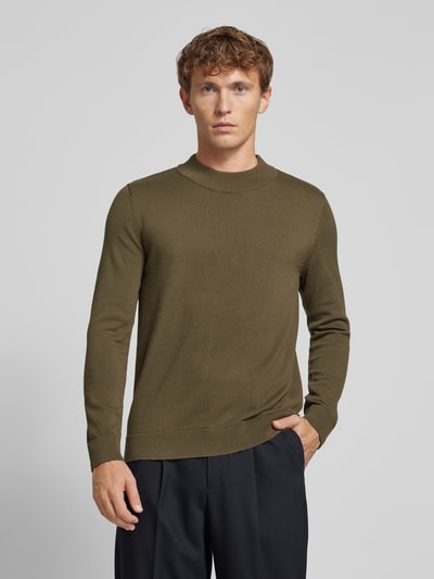 SELECTED HOMME Sweter z dzianiny z golfem model ‘ROBERT’ Oliwkowy 4