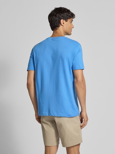 Gant Regular fit T-shirt met labelstitching Koningsblauw - 5