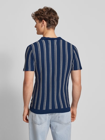 Blend Slim fit poloshirt met ribboorden, model 'BHAMOS' Marineblauw - 5