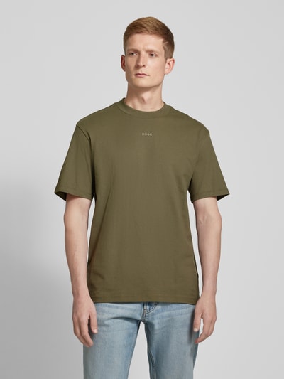 HUGO T-Shirt mit Label-Print Modell 'Dapolino' Oliv 4
