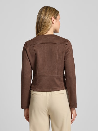 ZABAIONE Kunstlederjacke mit Zierreißverschluss Mittelbraun 5