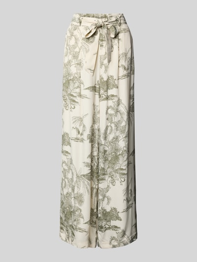 More & More Stoffhose aus Viskose mit Bindegürtel Oliv 2