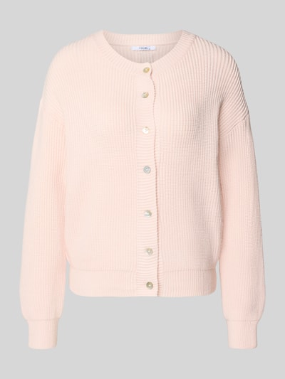 Produktfoto, Regular Fit Strickjacke aus Viskose-Mix Modell 'LENI' von VILLA SOPHIE in Optik: Unifarben, Strickstruktur, Knopfleiste, Rundhals, Ärmelabschluss und Rumpfabschluss gerippt, Label-Applikation