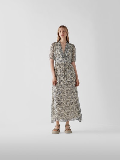 Vanessa Bruno Maxikleid mit floralem Allover-Muster Blau meliert 1