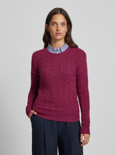 Polo Ralph Lauren Pullover met kabelpatroon, model 'JULIANNA' Prune - 4