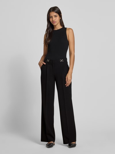 TONI Wide leg stoffen broek met bandplooien, model 'luisa' Zwart - 1