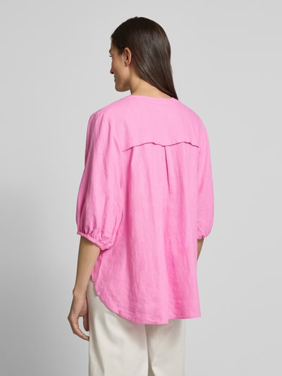 FREE/QUENT Bluzka lniana o kroju relaxed fit z kołnierzem z lamówką model ‘Lava’ Mocnoróżowy 5