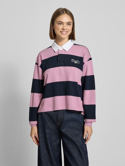 Guess Jeans Koszulka polo o kroju regular fit z wyhaftowanym logo Różowy 4