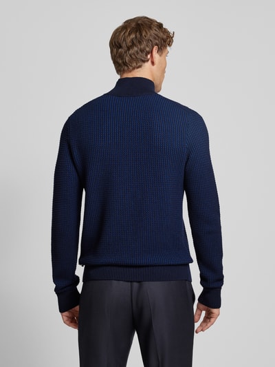 BOSS Strickpullover mit gerippten Abschlüssen Marine 5