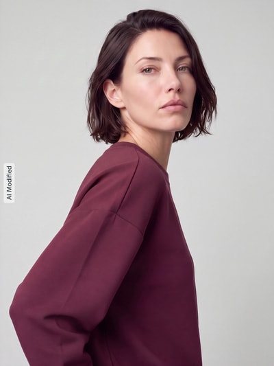 Jake*s Casual Sweatshirt mit überschnittenen Ärmeln Pflaume 3