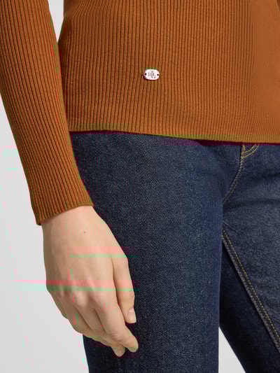 Lauren Ralph Lauren Gebreide coltrui, model 'AMANDA' Middenbruin - 3