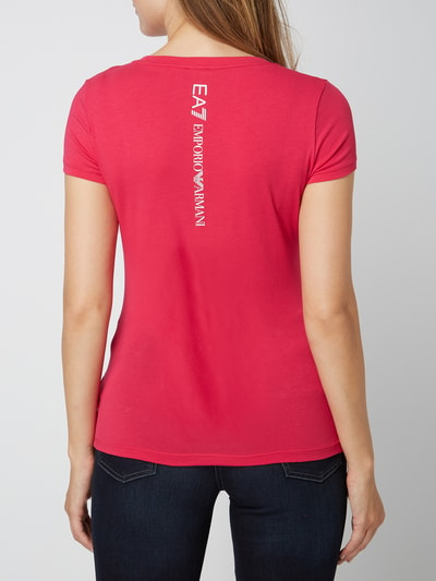 EA7 Emporio Armani T-shirt met met rubber beklede logoprint Felroze - 5