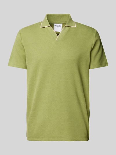 SELECTED HOMME Regular fit poloshirt met reverskraag, model 'ADLEY WAFFLE' Lichtgroen - 2