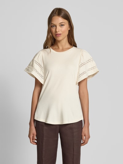 Lauren Ralph Lauren Blusenshirt mit Rundhalsausschnitt Modell 'CHAUSA' Offwhite Melange 4