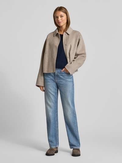 0039 Italy Gebreide pullover van kasjmiermix met ronde hals Donkerblauw - 1