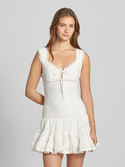 Gina Tricot Mini-jurk met broderie anglaise, model 'Cornelia' Offwhite - 4