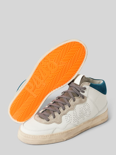 P448 Leren sneakers met label met ajourpatroon, model 'Bali' Wit - 4