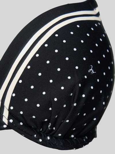Produktfoto, Bikini-Oberteil im Allover-Look Modell 'Brismar Beach' von JOOP! Collection, schwarz mit weißen Punkten, Material-Mix mit Stretch-Anteil, körpernahe Passform, feine strukturierte Oberfläche.