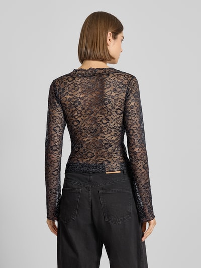 ONLY Regular Fit Blusentop mit Effektgarn-Muster Modell 'CHLOE' Black 5