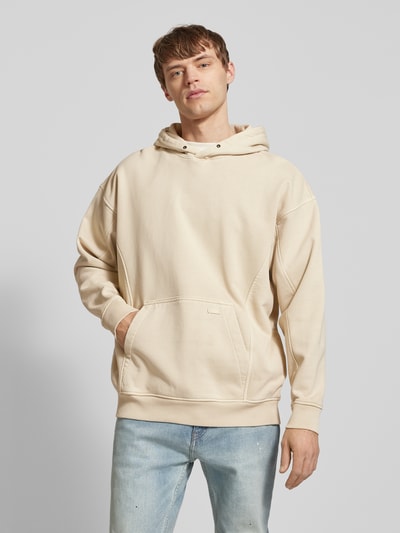 Hugo Blue Hoodie mit Label-Badge Modell 'Neliso' Beige 4