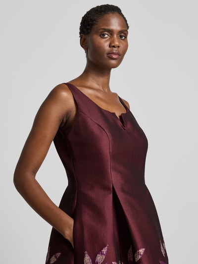 Adrianna Papell Knielange cocktailjurk met V-hals Bordeaux - 3