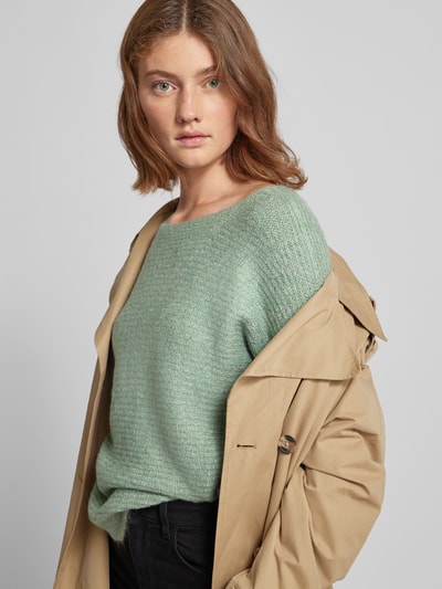 Only Pullover met extra brede schouders, model 'DANIELLA' Rietgroen - 3