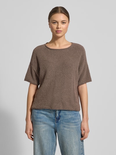 Marc O'Polo Boxy fit Pullover van Katoenmix-badstof Lichtbruin - 4
