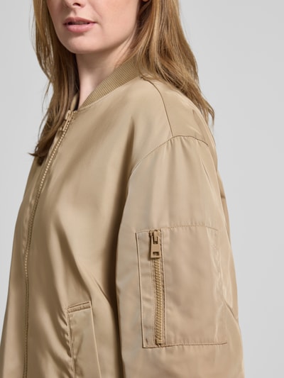 Jake*s Casual Lange jas met elastische mouwboorden Taupe - 3