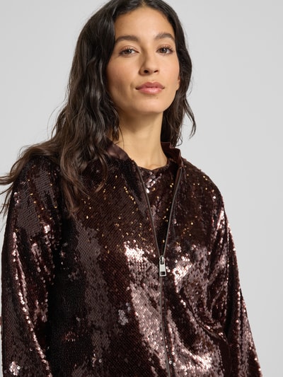 More & More Blouson met pailletten en ritssluiting Donkerbruin - 3