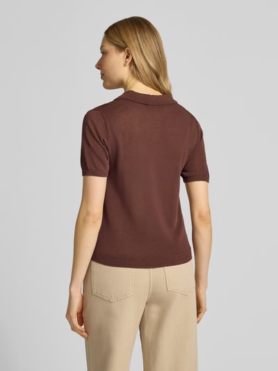 MANGO Strickshirt mit Polokragen und kurzer Knopfleiste Modell 'TENCYP' Dunkelbraun 5