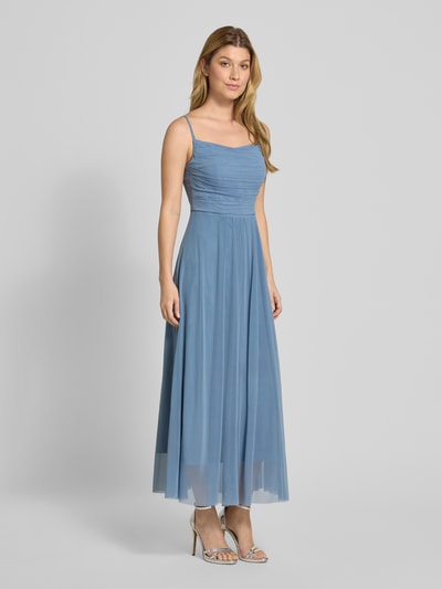 TROYDEN COLLECTION Cocktailkleid mit Spaghettiträgern und Raffungen Hellblau 1