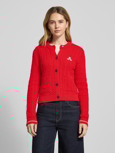 Armedangels Slim fit sweatjack van puur katoen, model 'JULIAANAS CABLE' Lichtrood - 4