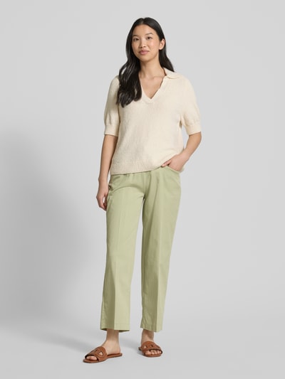 TONI Wide leg stoffen broek met verkort model, model 'Sue' Lichtgroen - 1