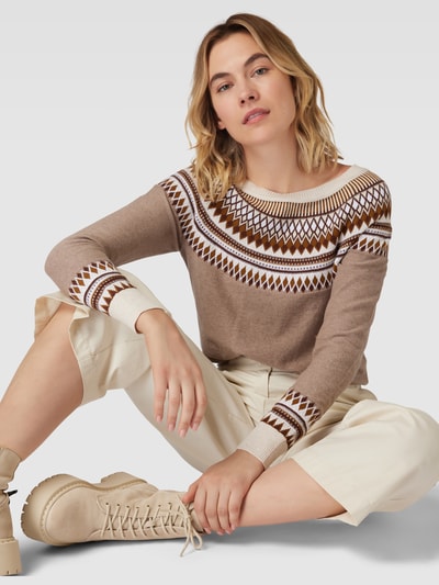 Esprit Strickpullover mit Zickzack-Muster Taupe 3