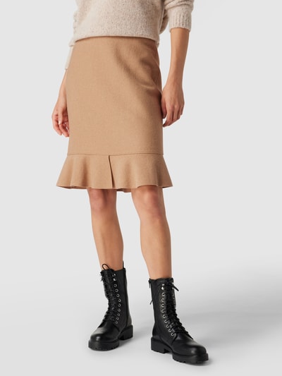 Marc Cain Midirok van scheerwol Camel - 4