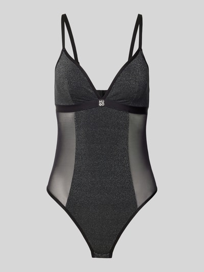 HUGO Semitransparenter Body mit Label-Detail Black 1