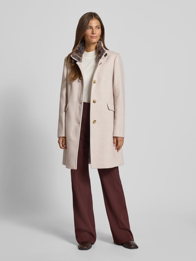 Christian Berg Woman Selection Regular fit lange jas met wol Zand gemêleerd - 1