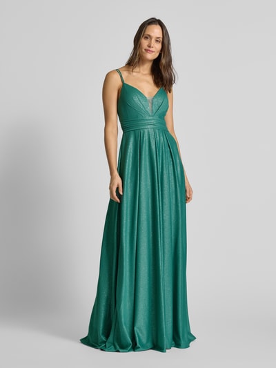 Jake*s Cocktail Abendkleid mit tiefem V-Ausschnitt Gruen Melange 1