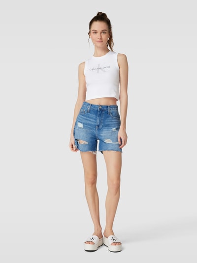 Calvin Klein Jeans Crop Top mit Feinripp Modell 'ARCHIVAL MONOLOGO' Weiss 1