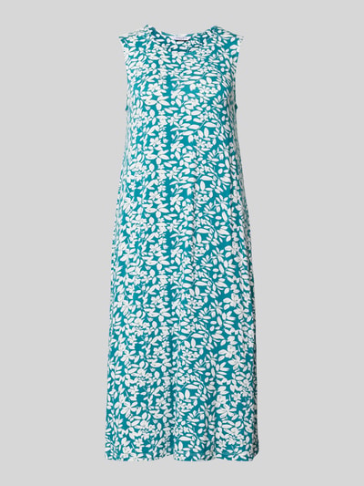 Produktfoto, Relaxed Fit Midikleid aus Viskose-Mix Modell 'Paisley' von ZABAIONE, floraler Allover-Print in Türkis und Weiß, ärmellos, Rundhalsausschnitt, elastischer Material-Mix, Damen Midikleid