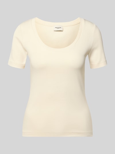 Produktfoto, cremefarbenes Regular Fit T-Shirt aus Baumwoll-Mix Modell 'WKDMULTIJ' von Weekend Max Mara, Damen T-Shirt, glatte Textur