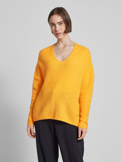 MOS MOSH Oversized Strickpullover mit V-Ausschnitt Modell 'THORA' Orange 4