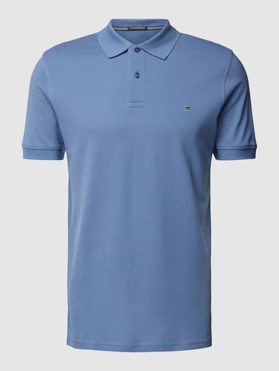 Christian Berg Men Poloshirt im unifarbenen Design Jeansblau 2