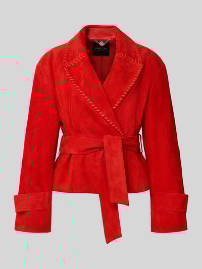Marc Cain Lederjacke mit Bindegürtel Rot 1