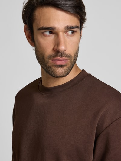 SELECTED HOMME Oversized T-Shirt aus Baumwoll-Mix Modell 'OSCAR' Dunkelbraun 3