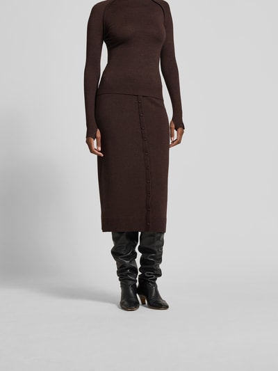 Victoria Beckham Midirock in Strick-Optik Dunkelbraun 4