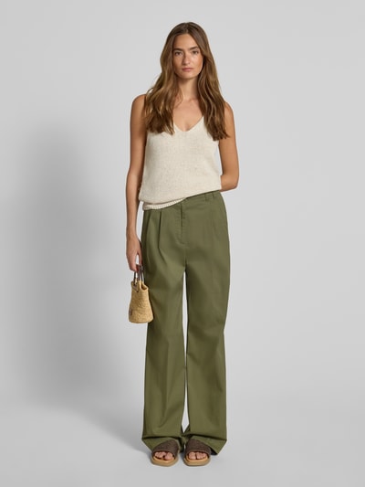 Marc O'Polo Spodnie z zakładkami w pasie i szerokimi nogawkami z mieszanki bawełny Trzcinowy 1